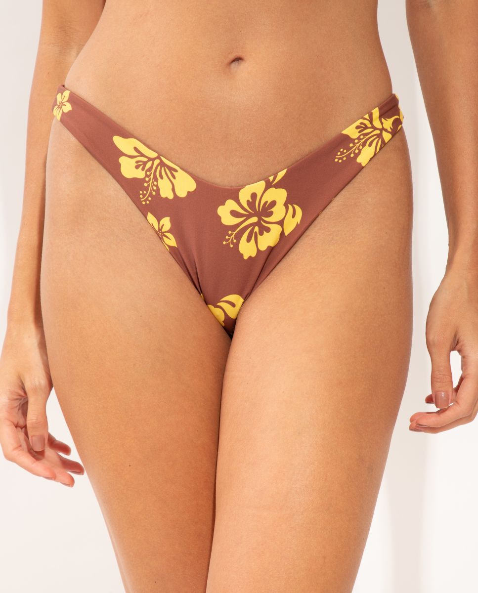 Braga de bikini brasileña estampada - Río de Sol - Marrón Marrón-1