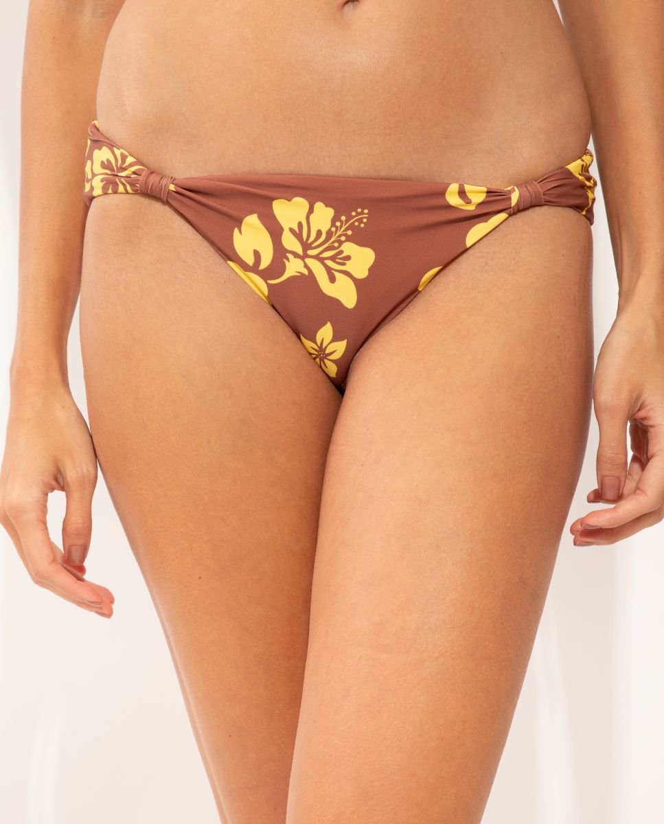 Braga de bikini brasileña estampada - Río de Sol - Marrón Marrón-1