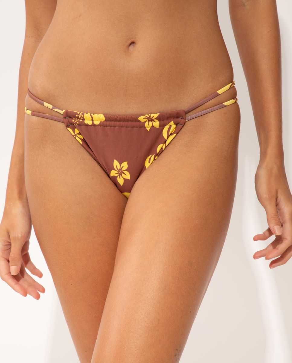 Braga de bikini brasileña estampada - Río de Sol - Marrón Marrón-1