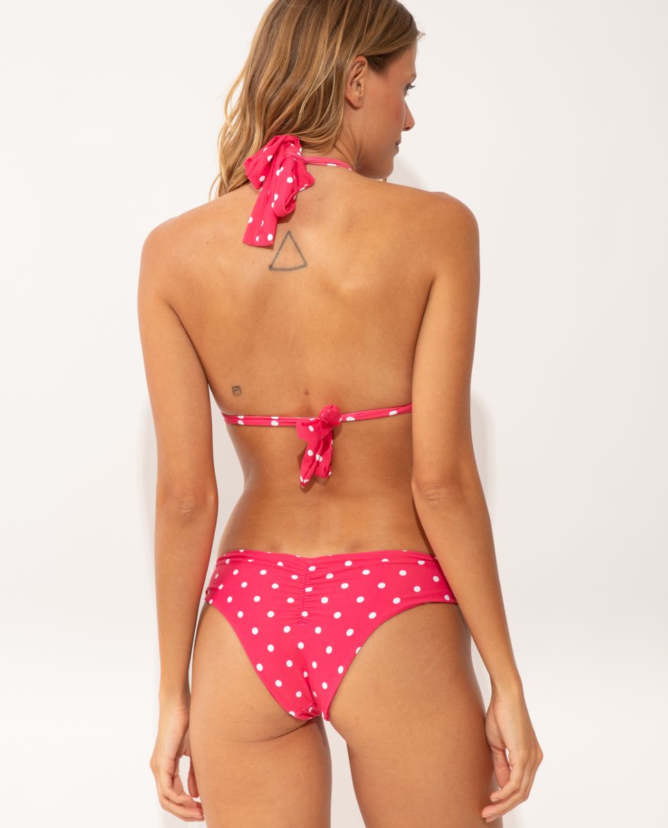 Top de bikini cuello halter estampado con relleno - Río de Sol - Rosa Rosa-3