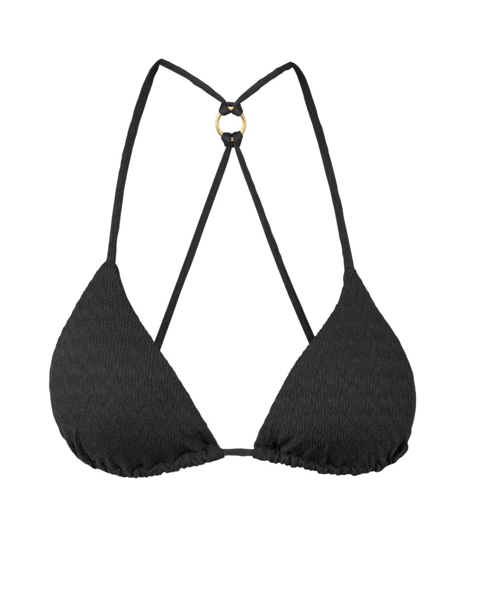 Top de bikini triángulo liso con relleno - Río de Sol - Marrón claro Marrón claro-6