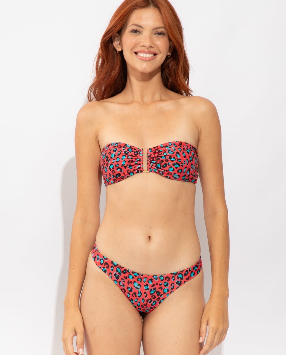 Top de bikini bandeau estampado con relleno - Río de Sol - Rosa chicle Rosa chicle-5