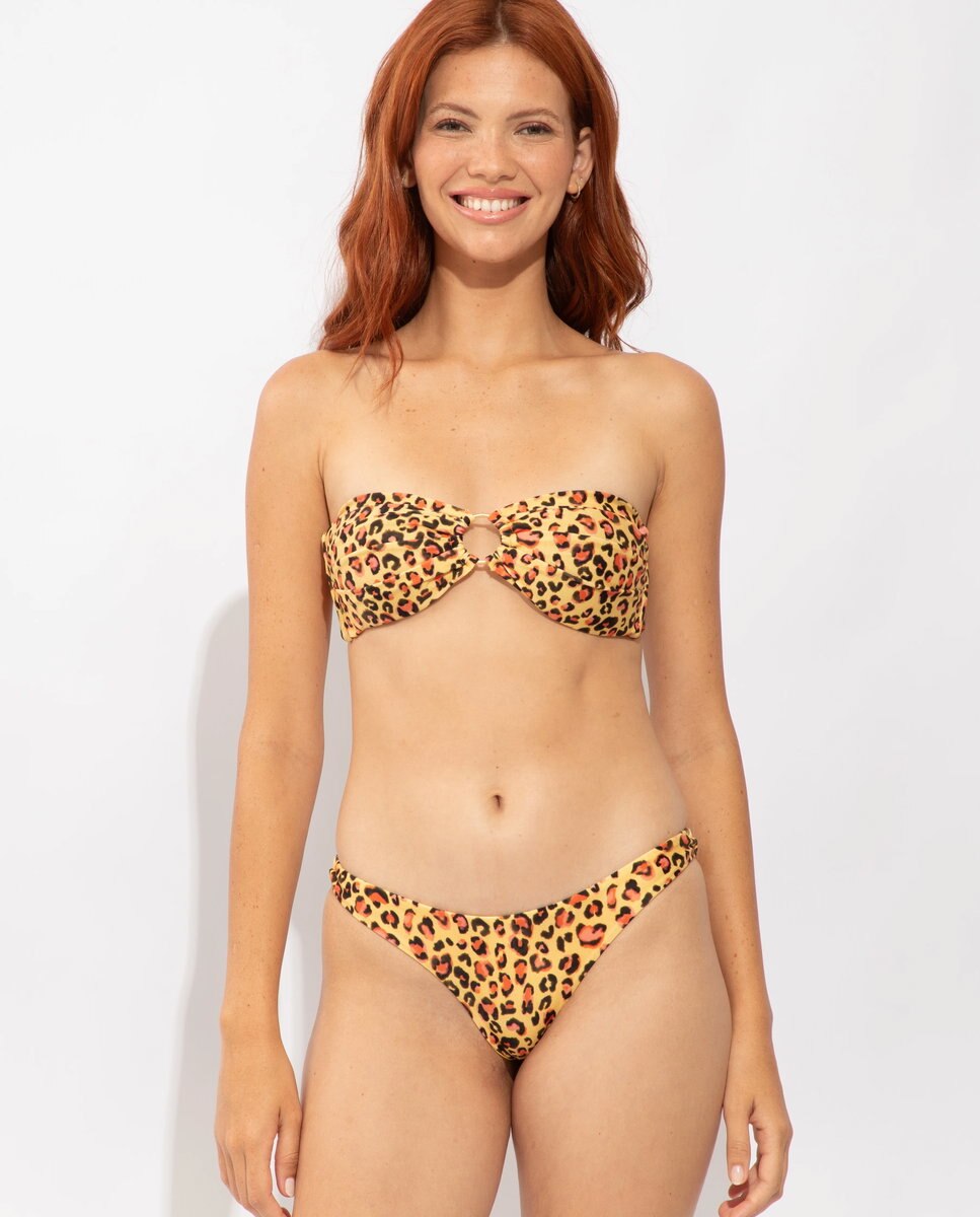 Braga de bikini clásica estampada - Río de Sol - Negro brillante Negro brillante-5
