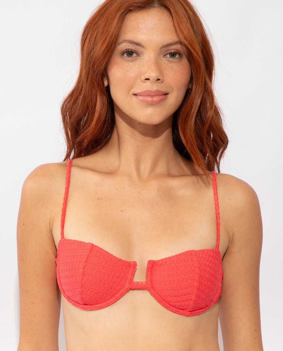 Top de bikini balconet liso con relleno - Río de Sol - Rosa chicle Rosa chicle-1