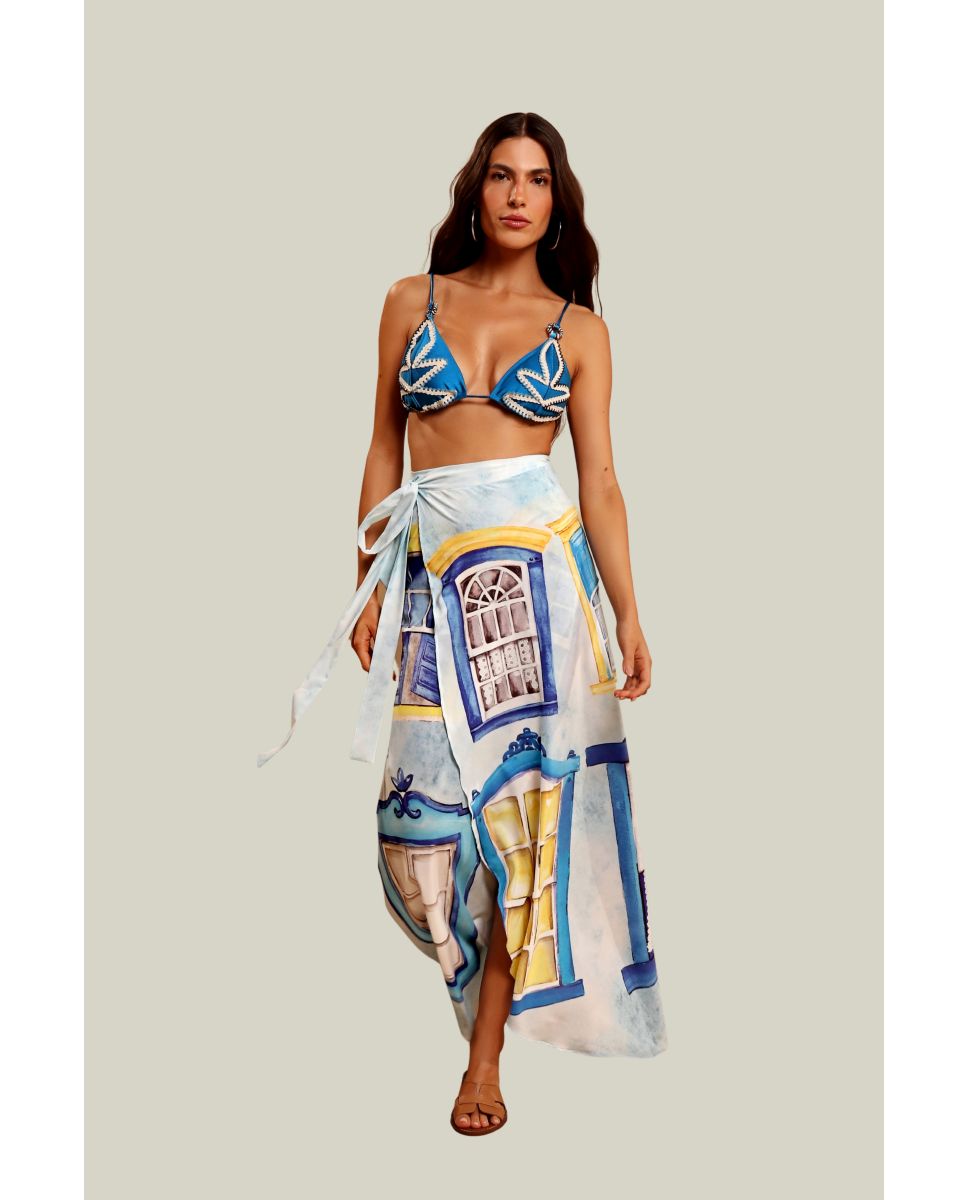 Falda de playa de mujer - Karla Vivian - Azul / Amarillo Azul / Amarillo-2