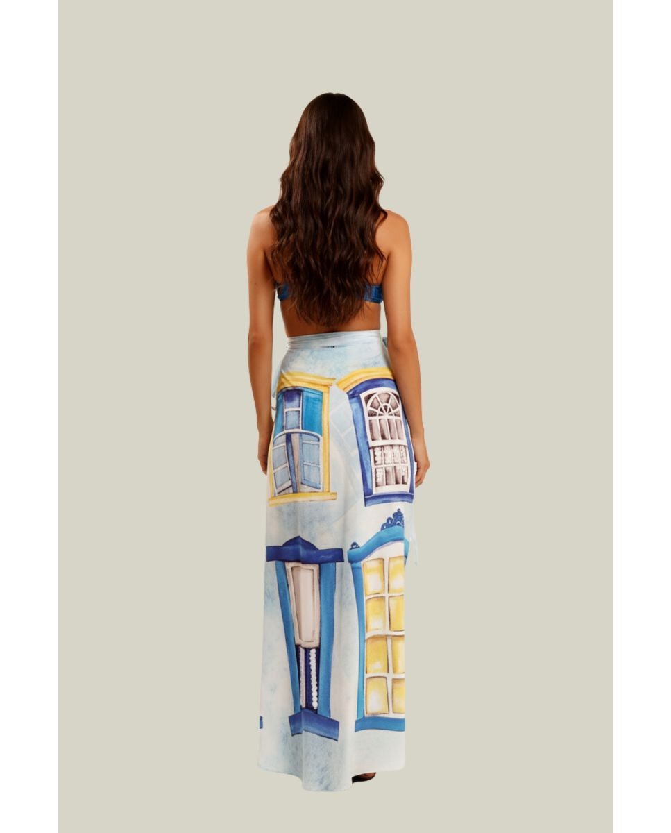 Falda de playa de mujer - Karla Vivian - Azul / Amarillo Azul / Amarillo-3