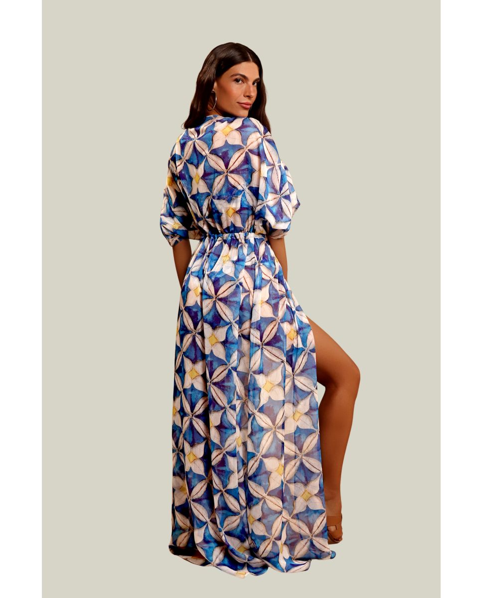 Vestido de playa de mujer - Karla Vivian - Azul / Blanco Azul / Blanco-2