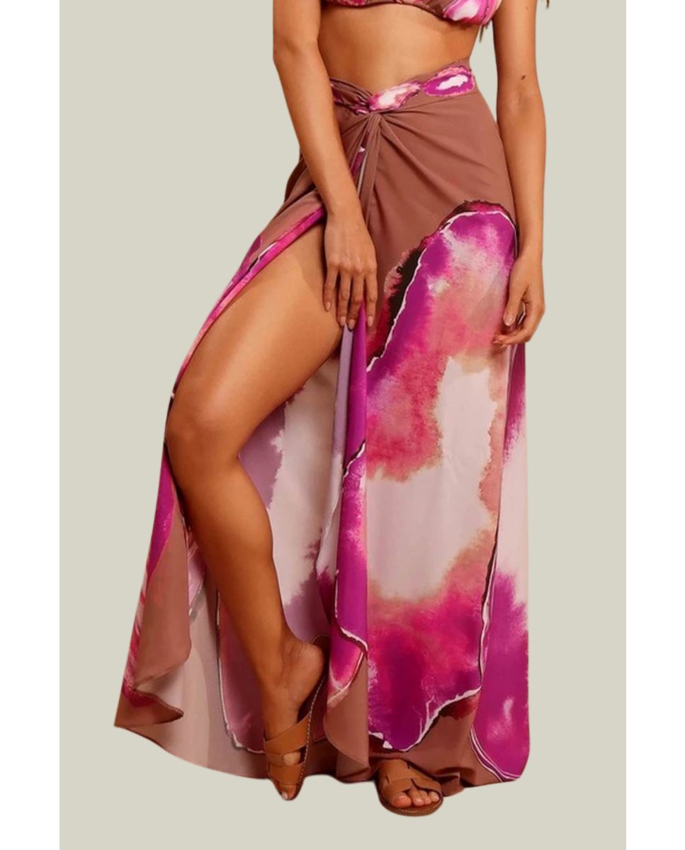 Falda de playa de mujer - Karla Vivian - Marrón / Naranja Marrón / Naranja-1