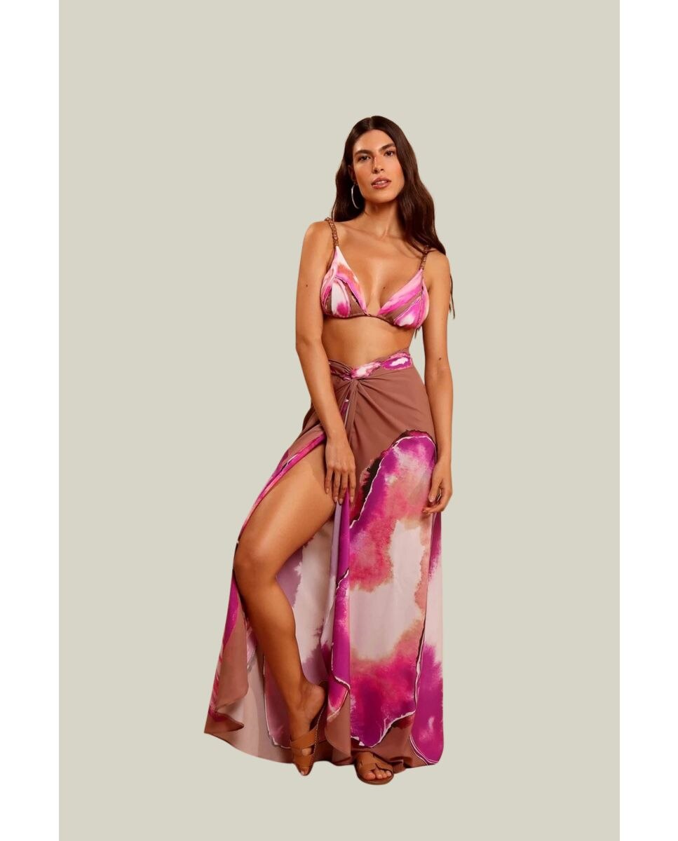 Falda de playa de mujer - Karla Vivian - Marrón / Naranja Marrón / Naranja-2