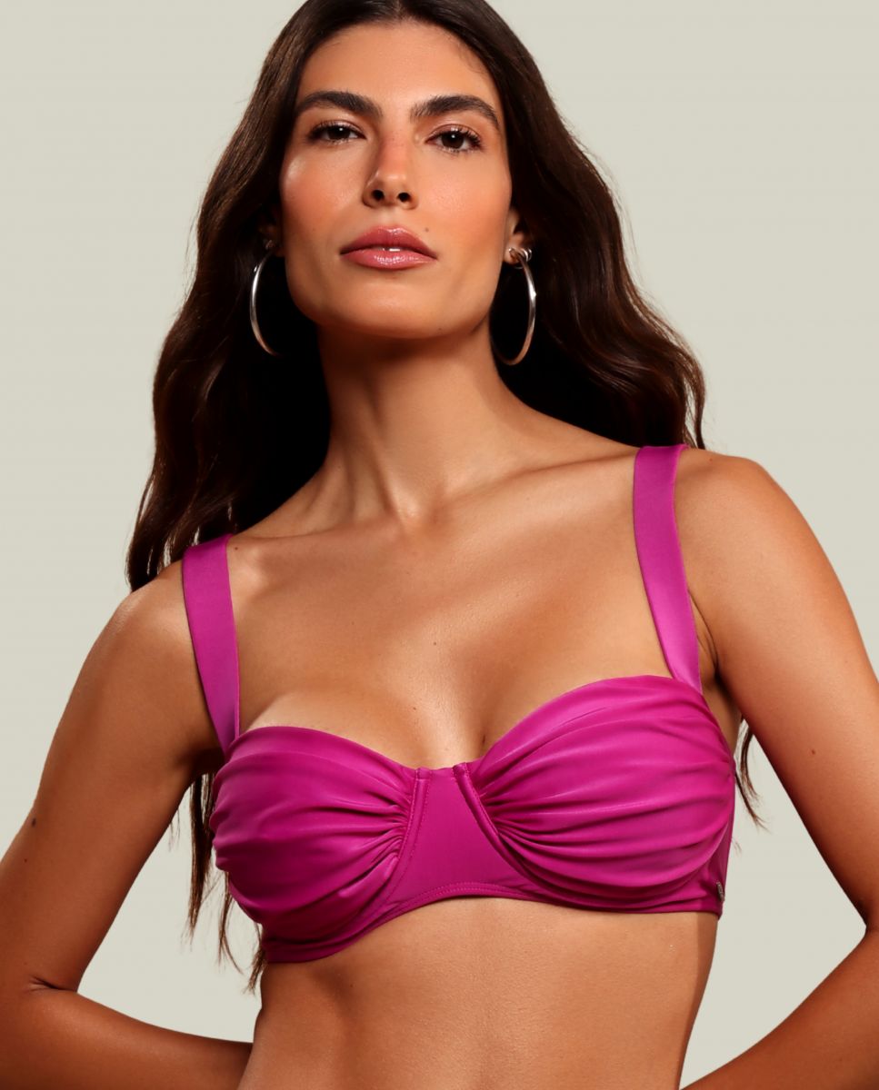 Imagen 0 de Top de bikini balconette liso con relleno Magenta