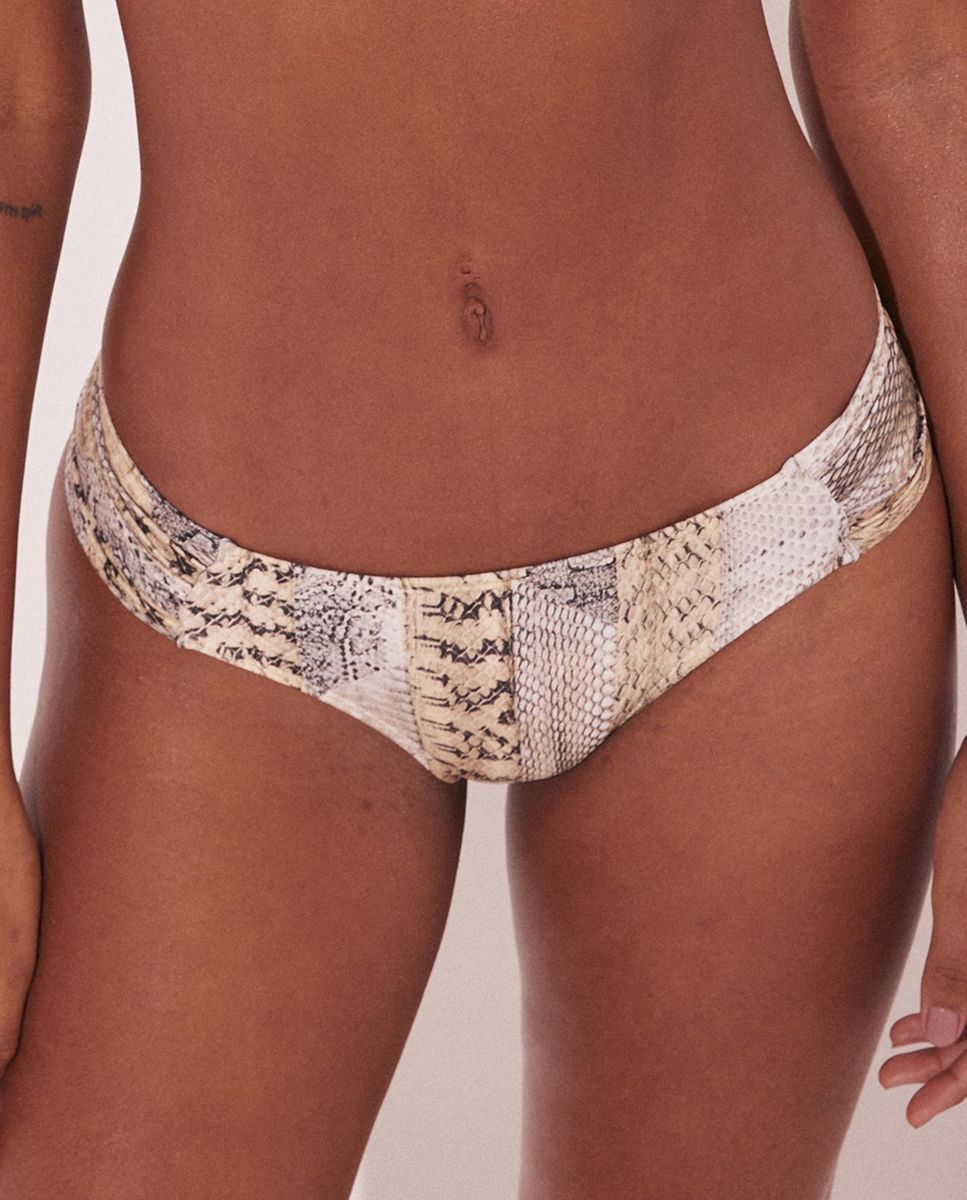 Braga de bikini brasileña estampada - Agua de coco - Beige / Blanco Beige / Blanco-1