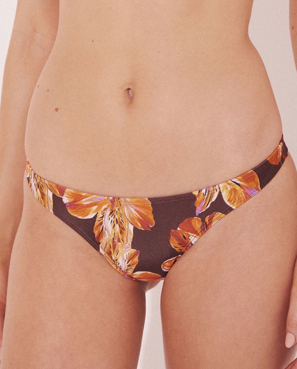 Braga de bikini brasileña estampada - Agua de coco - Marrón / Naranja Marrón / Naranja-1