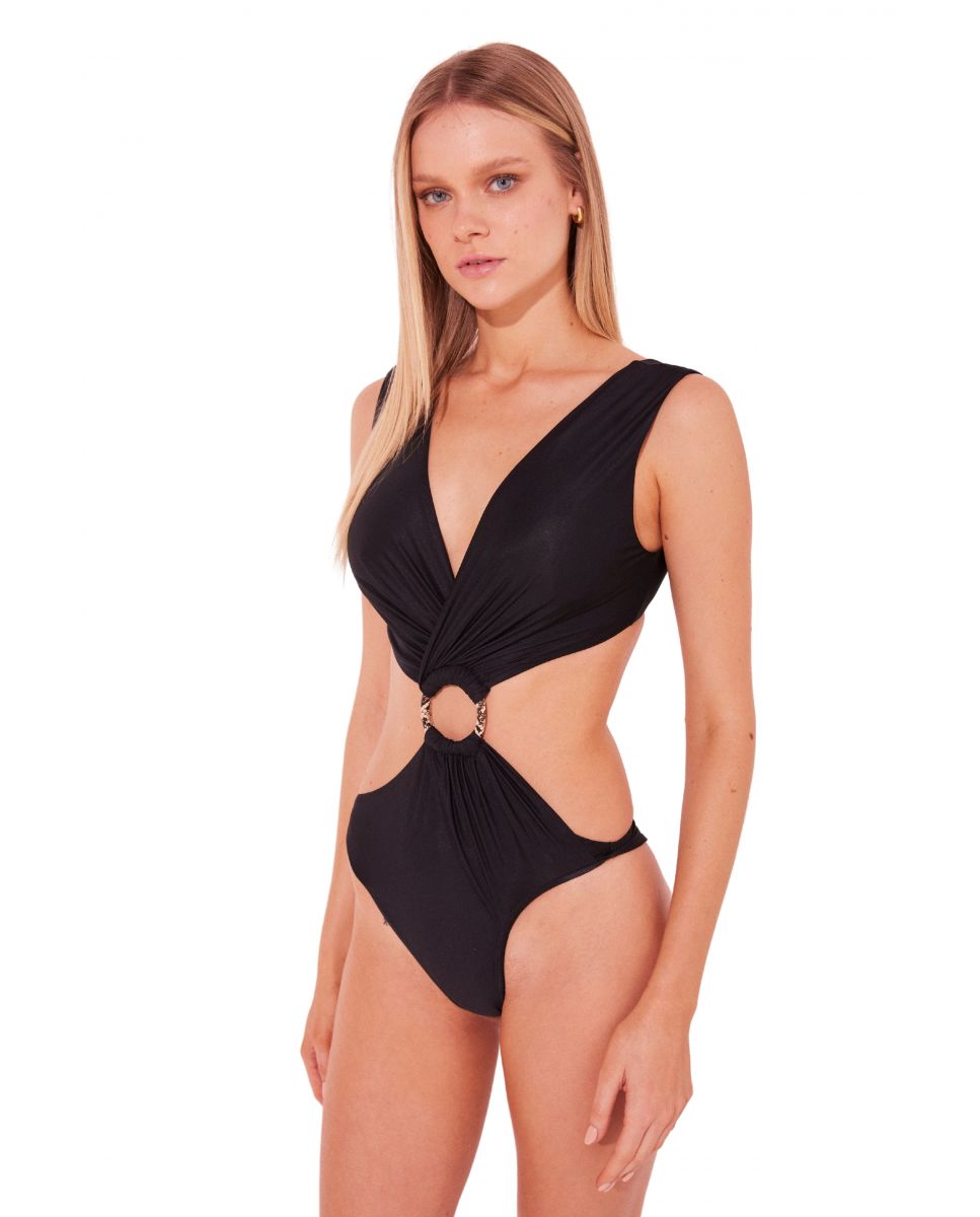 Bañador de mujer trikini liso con relleno - Agua de coco - Negro Negro-2