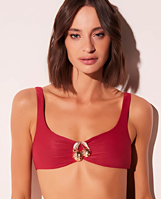 Imagen 0 de Top de bikini deportivo liso con relleno