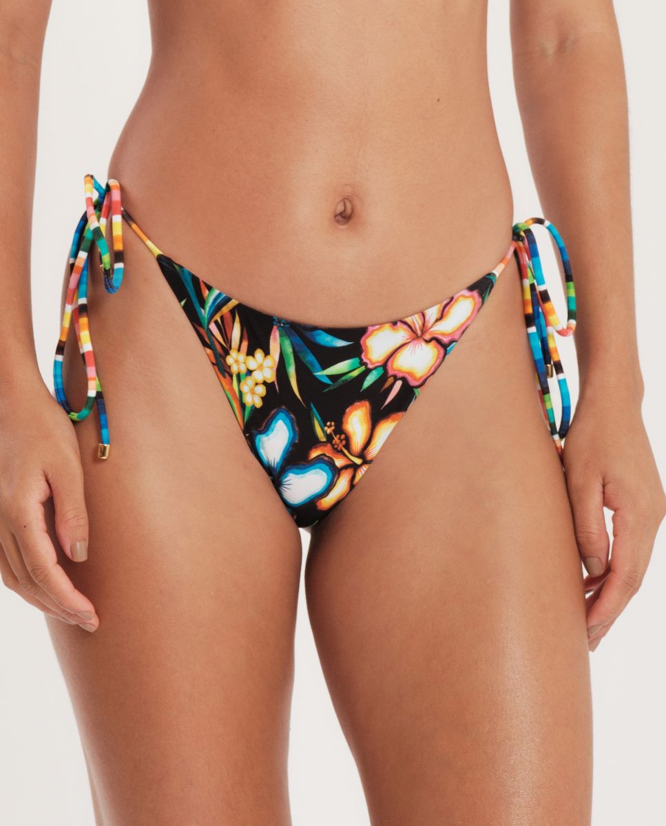 Imagen 0 de Braga de bikini con lazo estampada Negro / Naranja