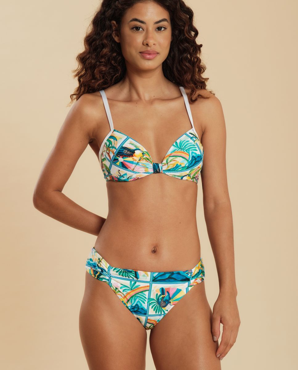 Top de bikini deportivo estampado con relleno - Blueman - Turquesa Turquesa-4