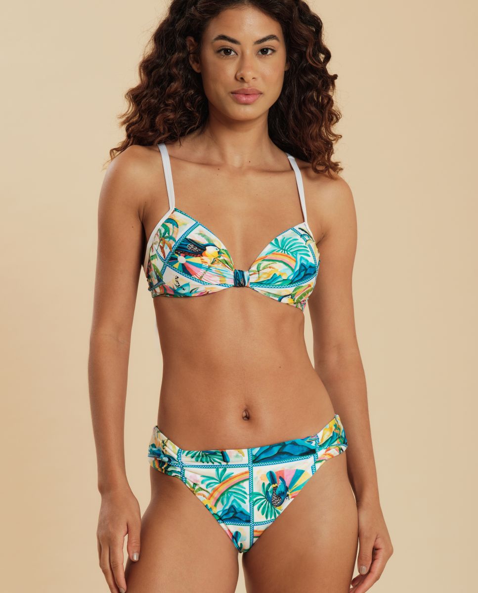 Top de bikini deportivo estampado con relleno - Blueman - Azul / Blanco Azul / Blanco-2