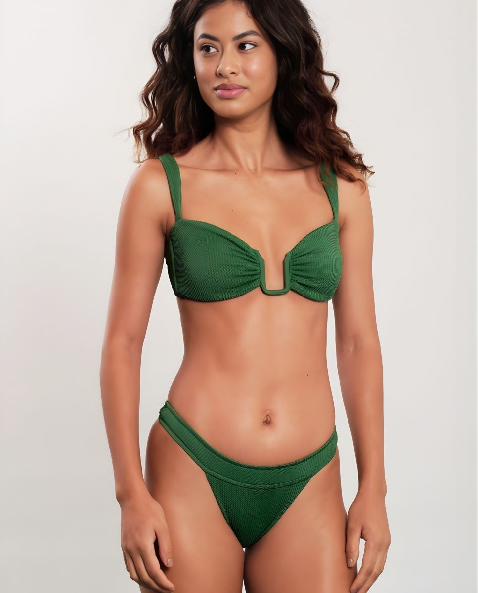 Braga de bikini brasileña lisa - Blueman - Verde Verde-2