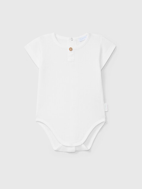 Imagen 0 de Body de bebé niño sin cuello en punto gofre