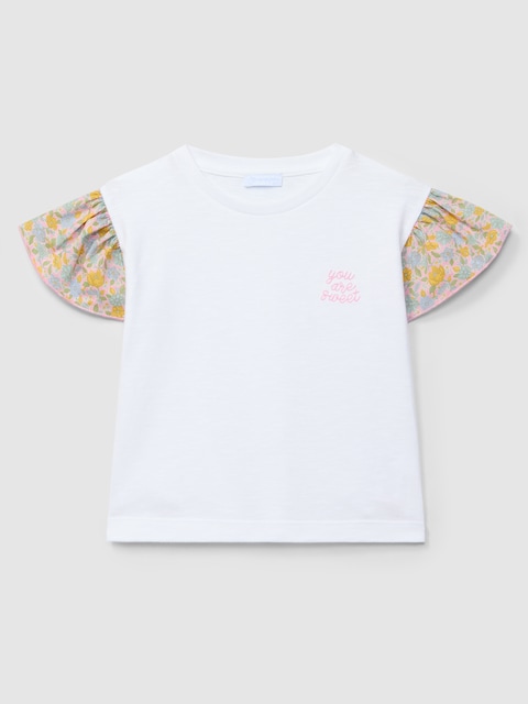 Imagen 0 de Camiseta de bebé niña con mangas de volante en tejido Liberty