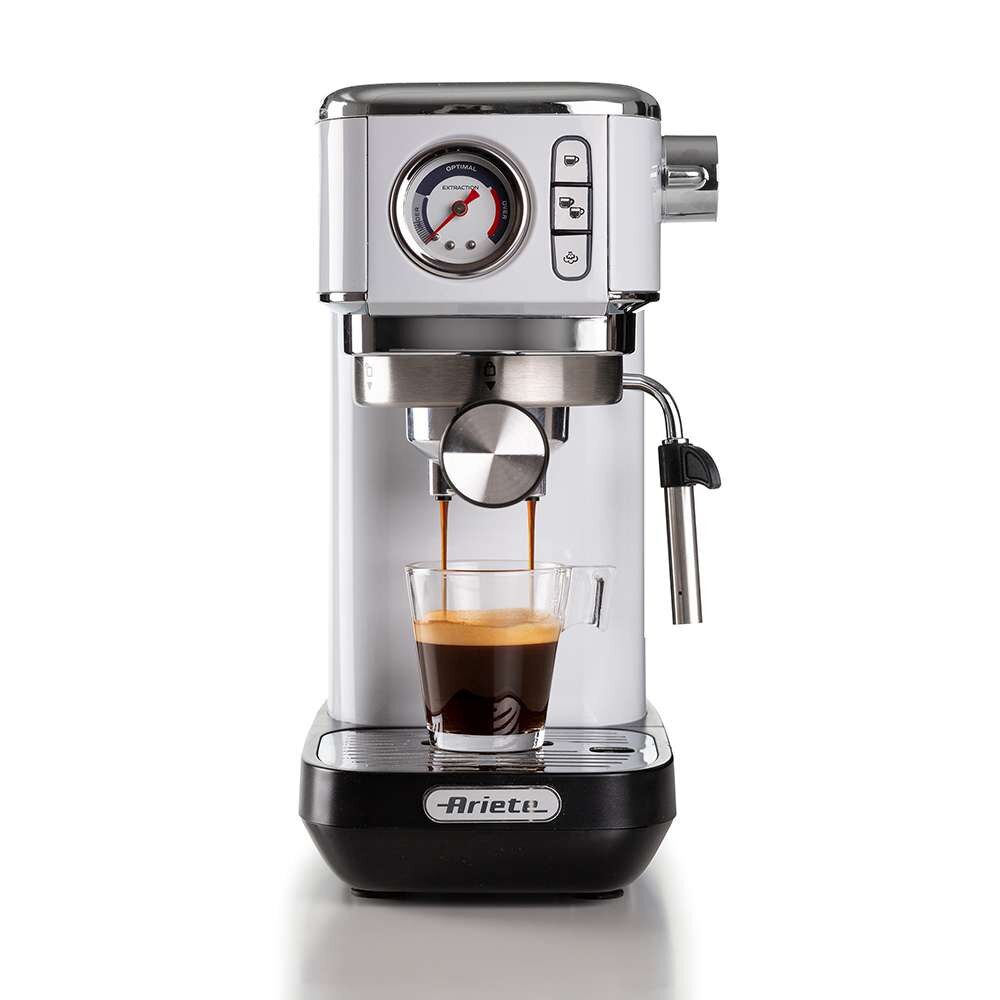 Imagen 2 de Cafetera Ariete 1381/14 Slim Espresso con manómetro para café molido y monodosis - Blanco Blanco