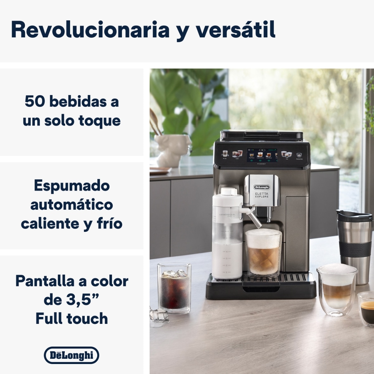 Cafetera Superautomática De´Longhi Eletta Explore ECAM450.86.T con programas de bebidas de café frías y calientes - Negro Negro-2