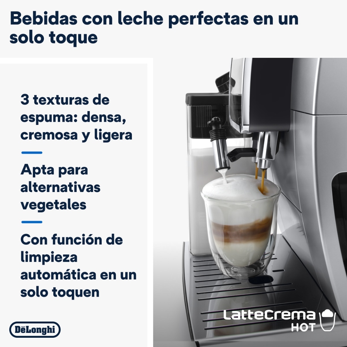 Cafetera Superautomática De'Longhi Dinamica Plus ECAM380.85.SB con 24 bebidas de café - Plata Plata-4