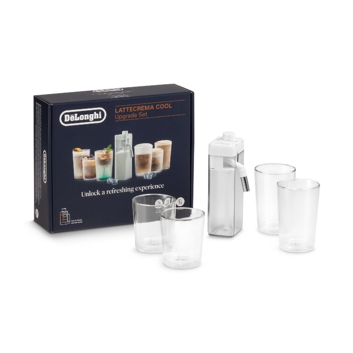 De'Longhi - Set De'Longhi LatteCrema Cool DLSC032 para bebidas frías con 6 recetas.