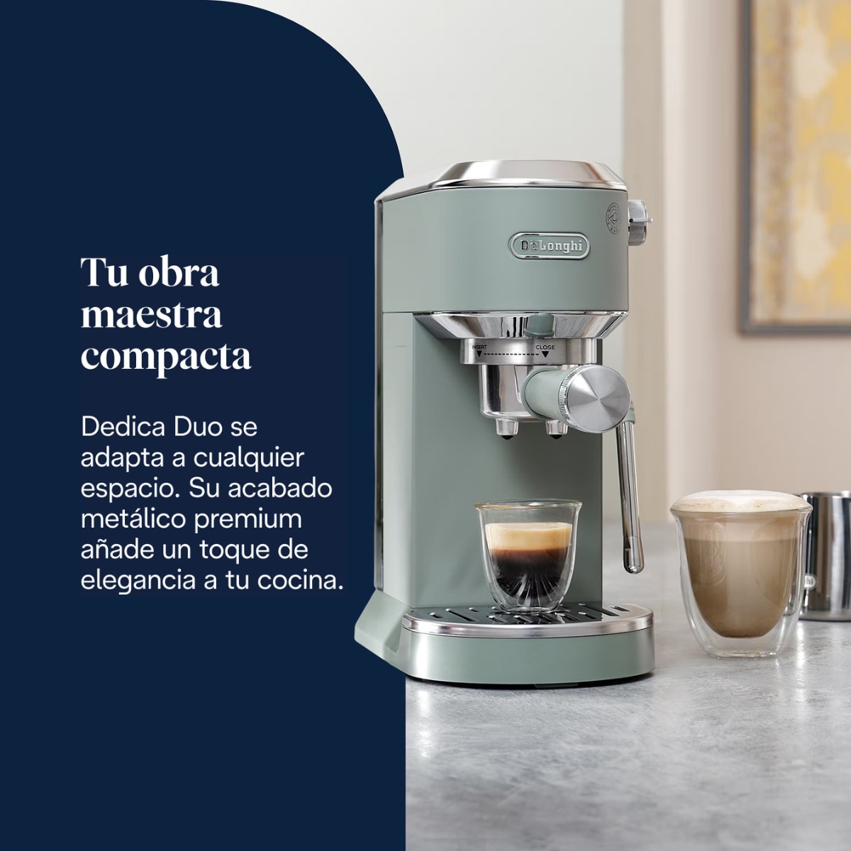 Cafetera espresso manual de bomba De'Longhi Dedica Duo EC890.GR para café caliente y frío - Verde Verde-3