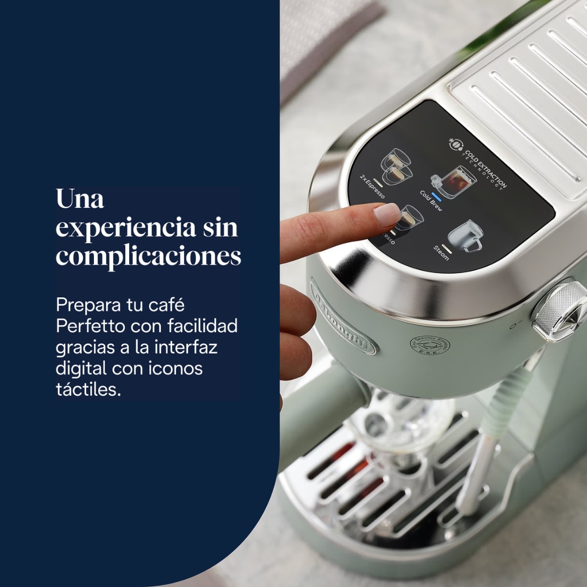 Cafetera espresso manual de bomba De'Longhi Dedica Duo EC890.GR para café caliente y frío - Verde Verde-4