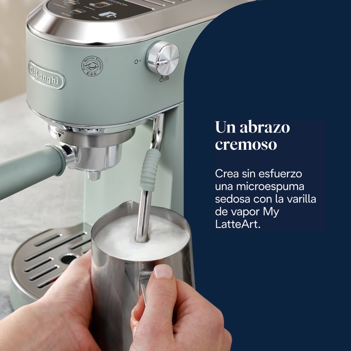 Cafetera espresso manual de bomba De'Longhi Dedica Duo EC890.GR para café caliente y frío - Verde Verde-5