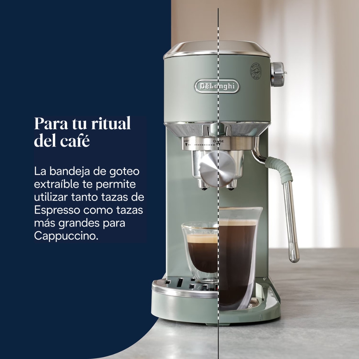 Cafetera espresso manual de bomba De'Longhi Dedica Duo EC890.GR para café caliente y frío - Verde Verde-7