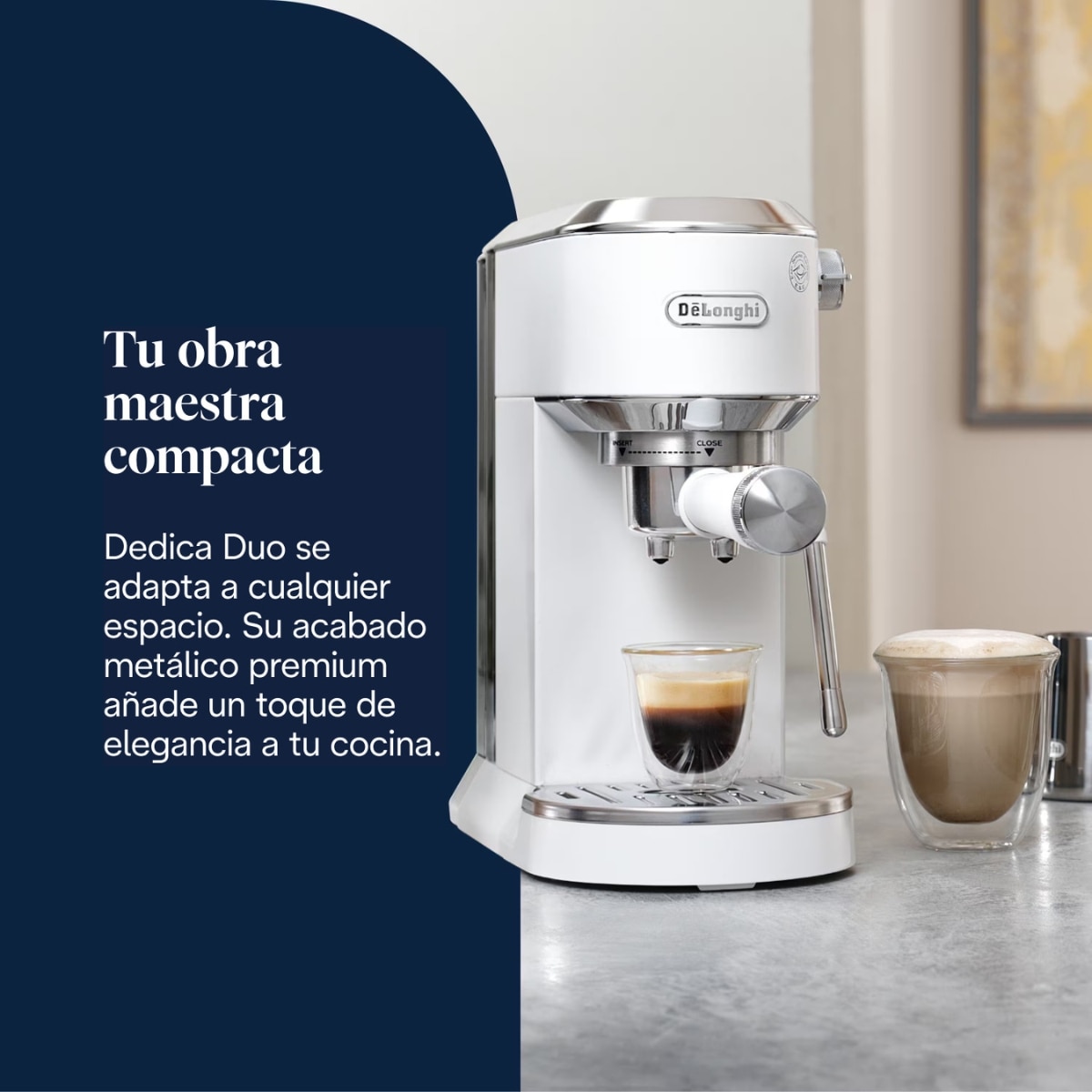 Cafetera espresso manual de bomba De'Longhi Dedica Duo EC890.WI para café caliente y frío - Blanco Blanco-3