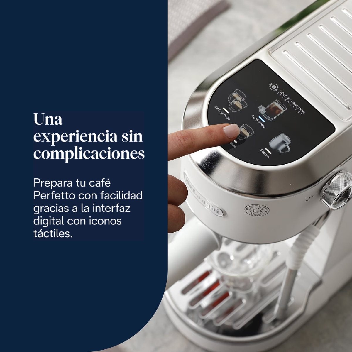 Cafetera espresso manual de bomba De'Longhi Dedica Duo EC890.WI para café caliente y frío - Blanco Blanco-4