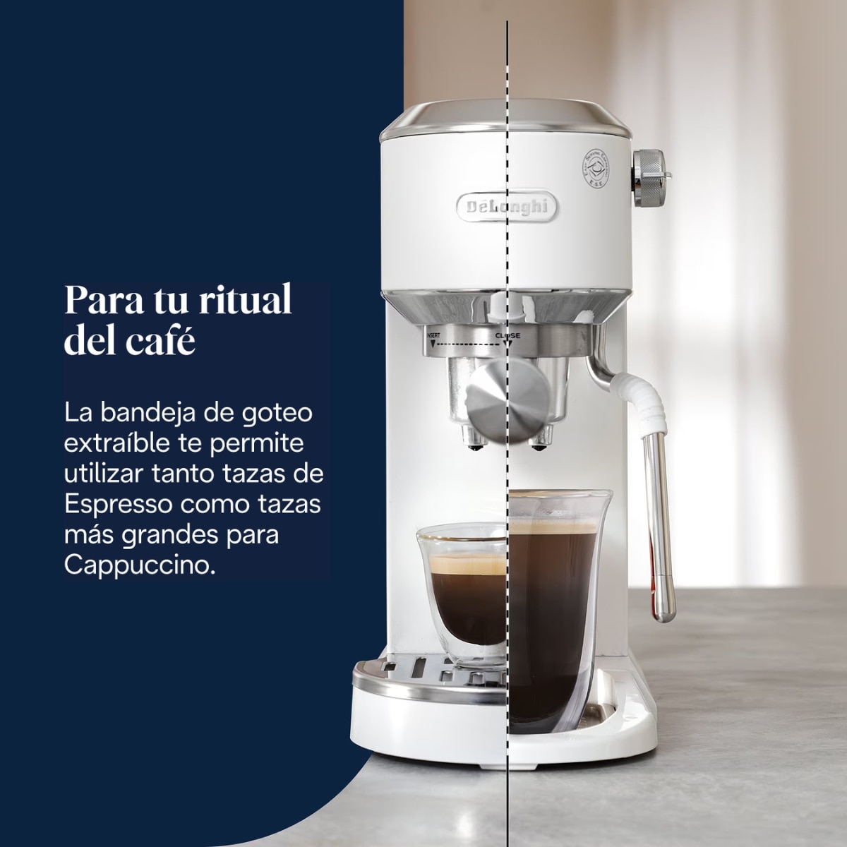 Cafetera espresso manual de bomba De'Longhi Dedica Duo EC890.WI para café caliente y frío - Blanco Blanco-7