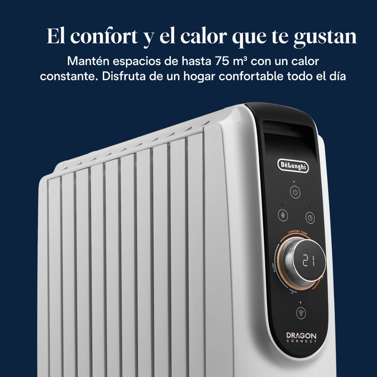 Imagen 2 de Radiador de aceite De'Longhi Dragon Connect TRD51025WIFI con control por Smart App - Blanco Blanco