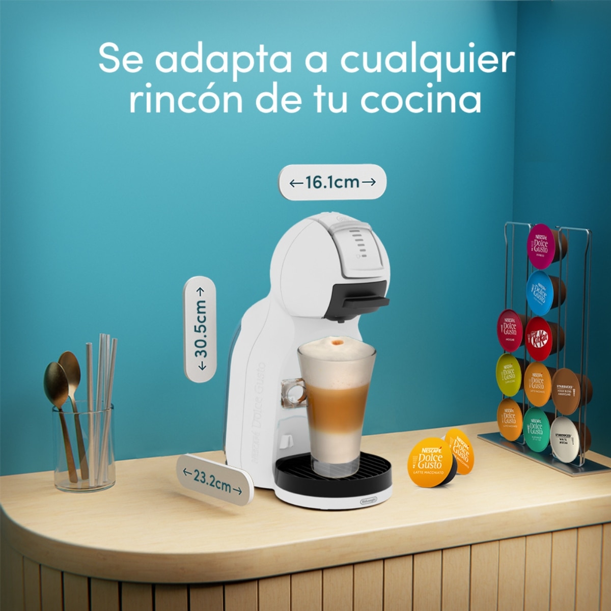 Imagen 3 de Cafetera de cápsulas De'Longhi Mini Me 2 EDG335.W para cápsulas Nescafé Dolce Gusto - Blanco Blanco