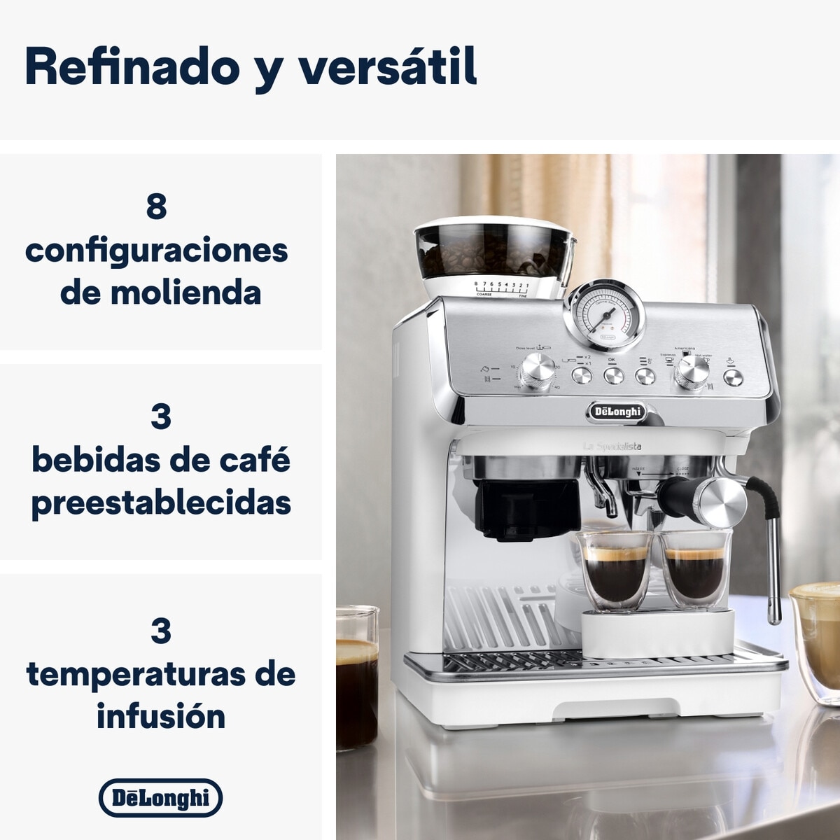 Imagen 3 de Cafetera espresso manual de bomba De´Longhi La Specialista Arte EC9155.W con molinillo - Blanco Blanco
