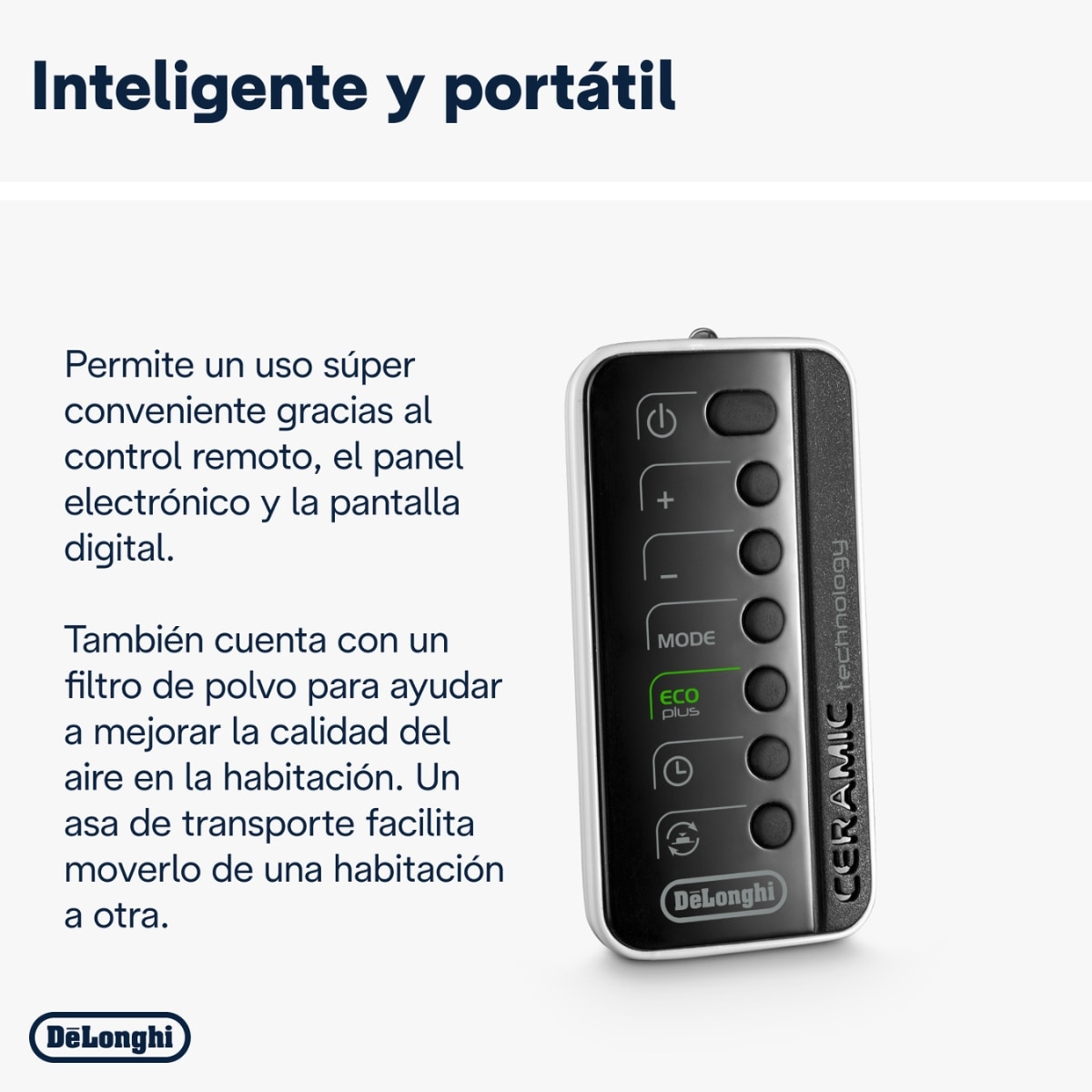 Imagen 6 de Termoventilador cerámico de torre De'Longhi TCH8993ER.BC con 3 ajustes de potencia y Eco-Energía. - Negro Negro