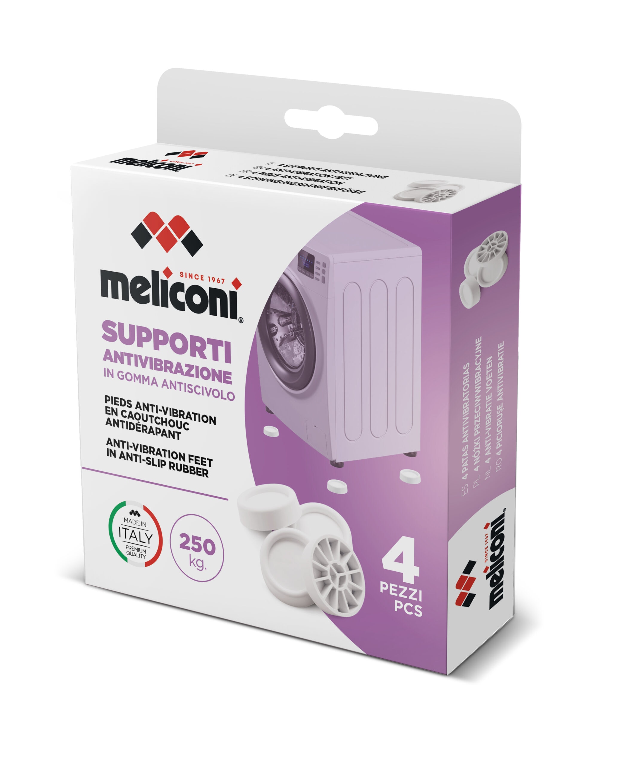 Imagen 3 de Bases antivibración para lavadora y secadora 4 unidades color blanco Meliconi - Blanco Blanco