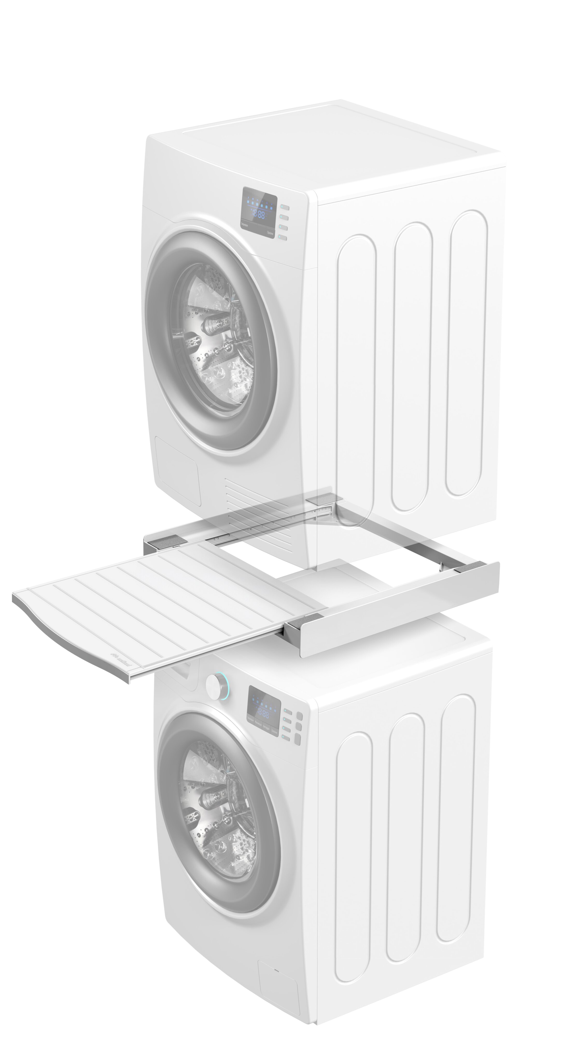 Imagen 3 de Kit superposición para lavadora y secadora son soporte extraíble Torre Smart L60 Meliconi - Blanco Blanco