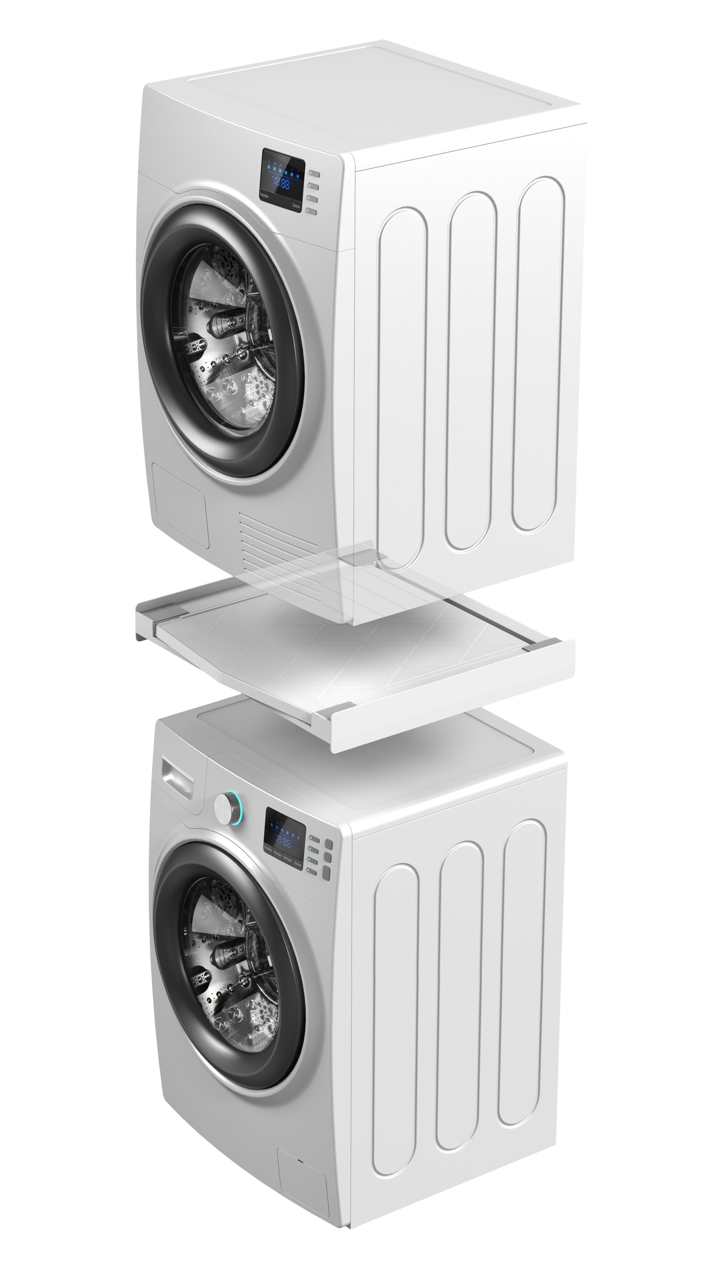 Imagen 3 de Kit superposición para lavadora y secadora son soporte extraíble Torre Square L60 Meliconi - Blanco Blanco