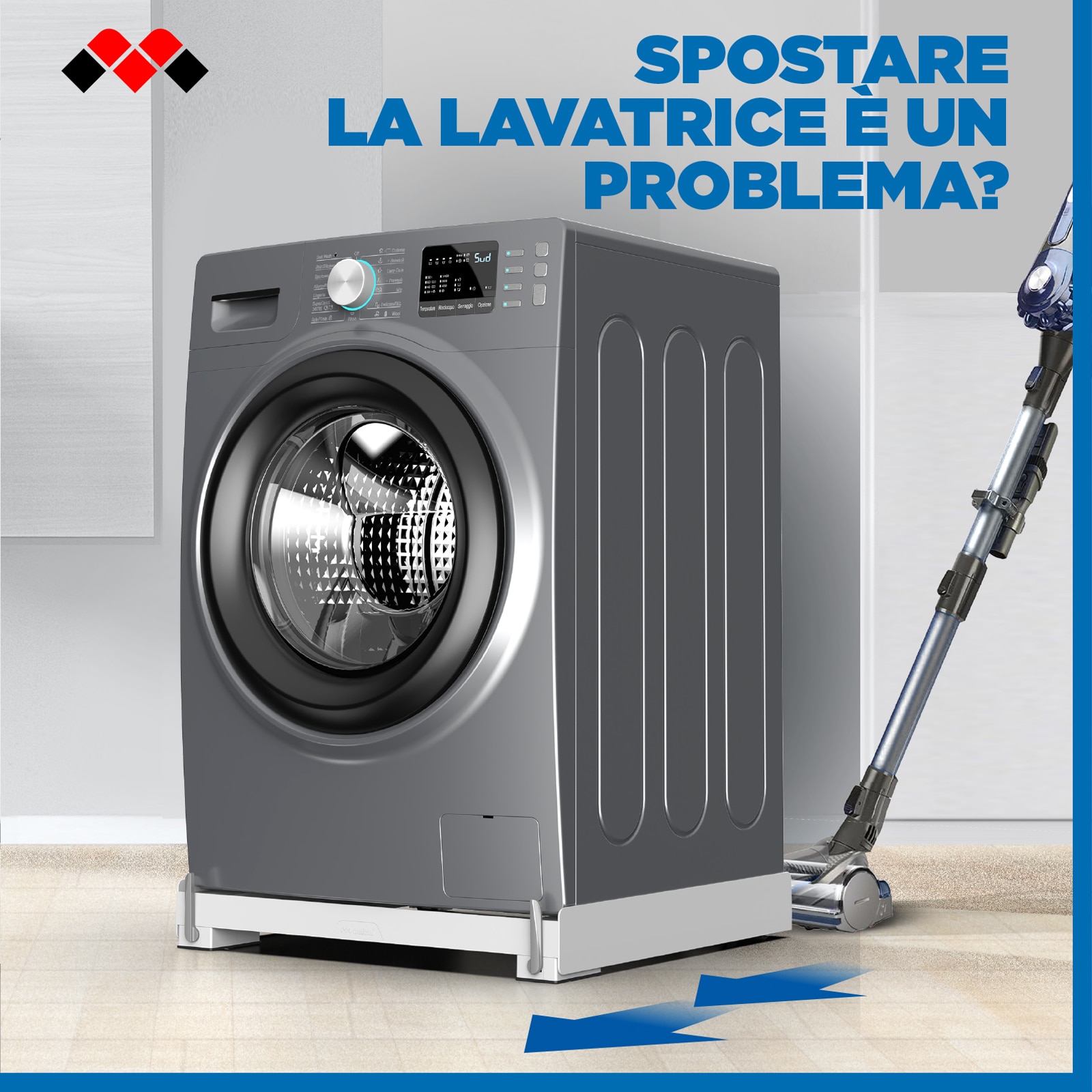 Imagen 2 de Base con ruedas para lavadora y secadora hasta 250kg Base Wash Evo Meliconi - Blanco Blanco