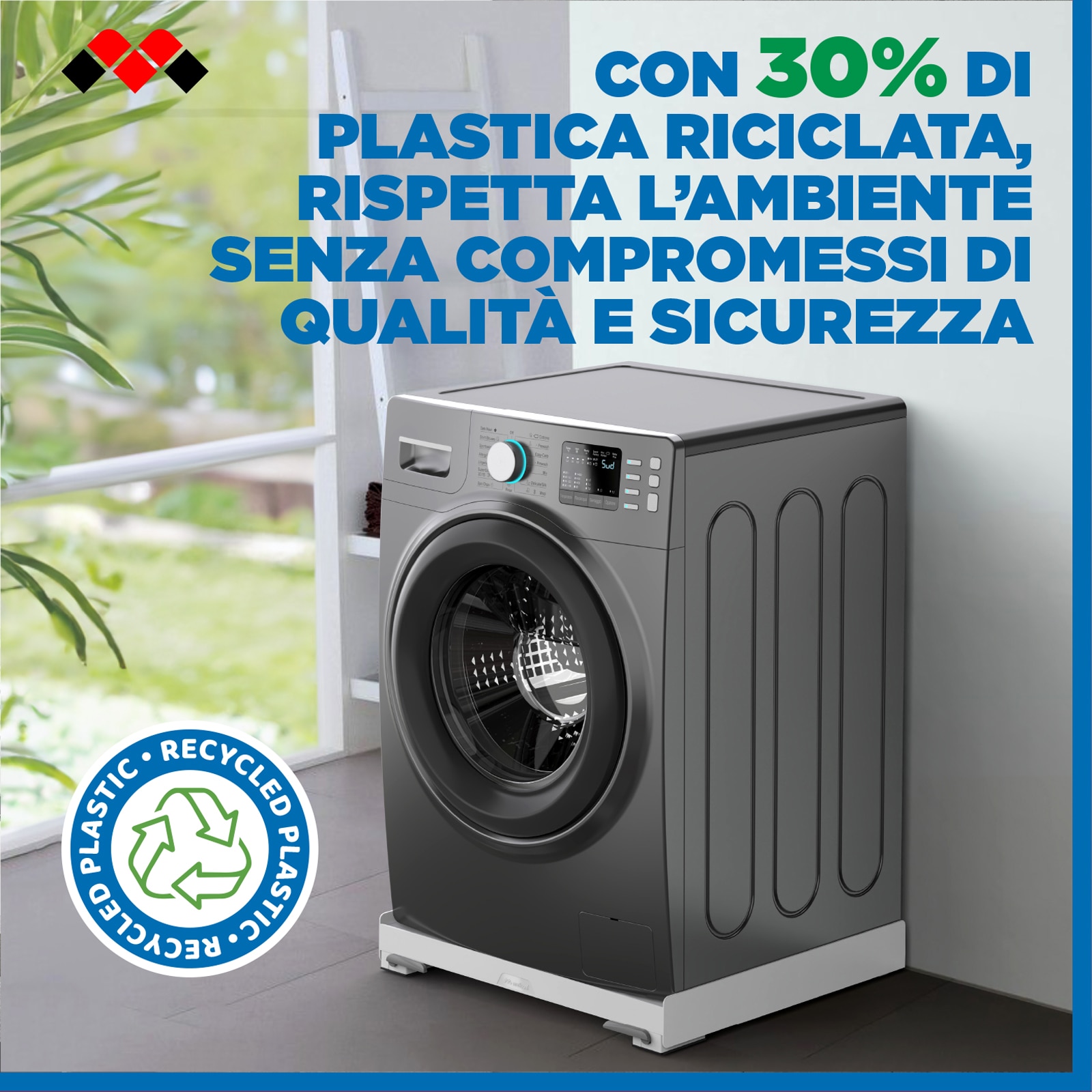 Imagen 3 de Base con ruedas para lavadora y secadora hasta 250kg Base Wash Evo Meliconi - Blanco Blanco