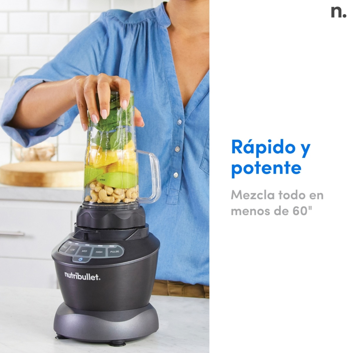 Batidora de vaso Nutribullet Combo NBF500DG 1200W con 1,8 L. de capacidad y vaso de viaje - Negro Negro-5