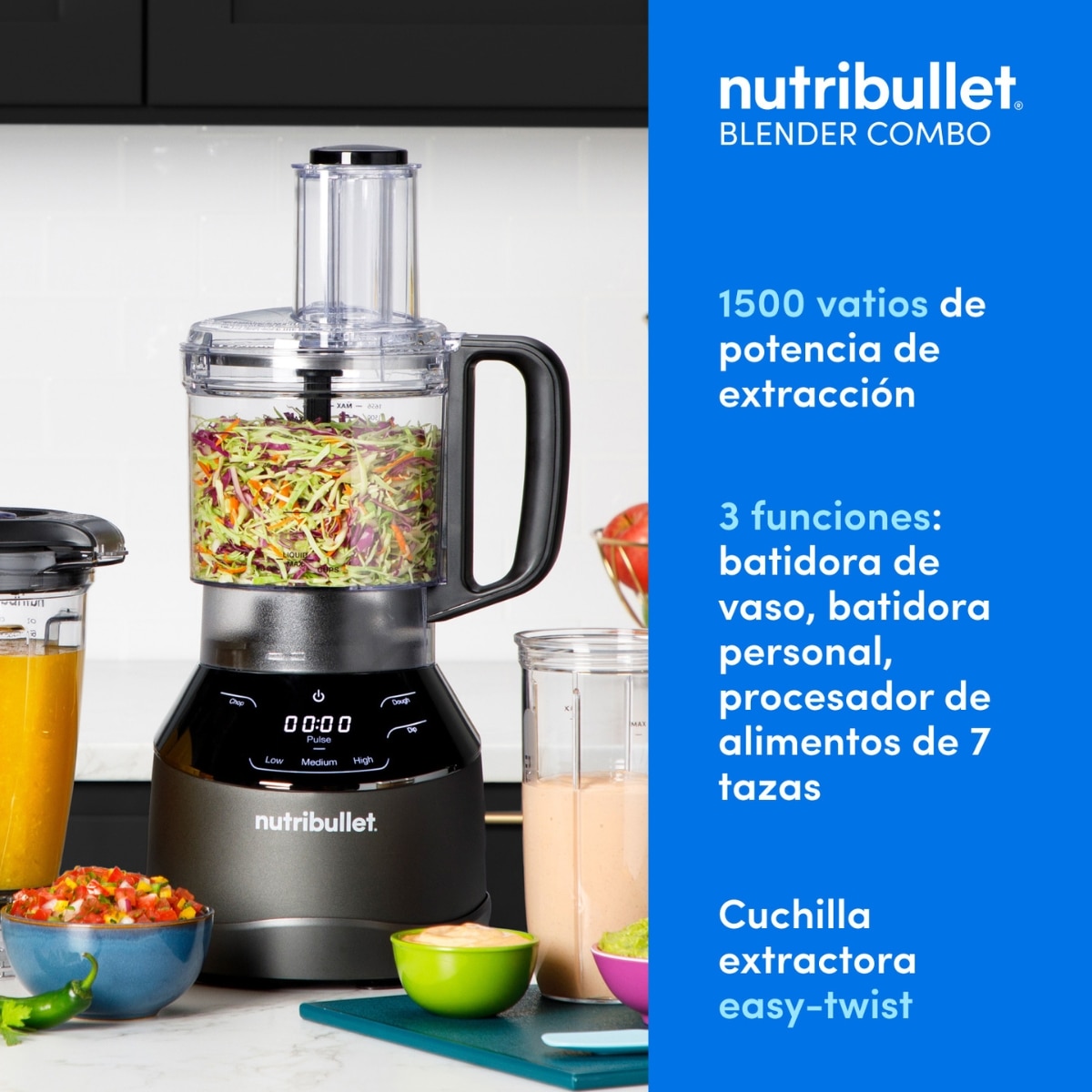 Batidora de vaso Nutribullet Triple Prep System NBF580B 3 en 1 - Negro Negro-3