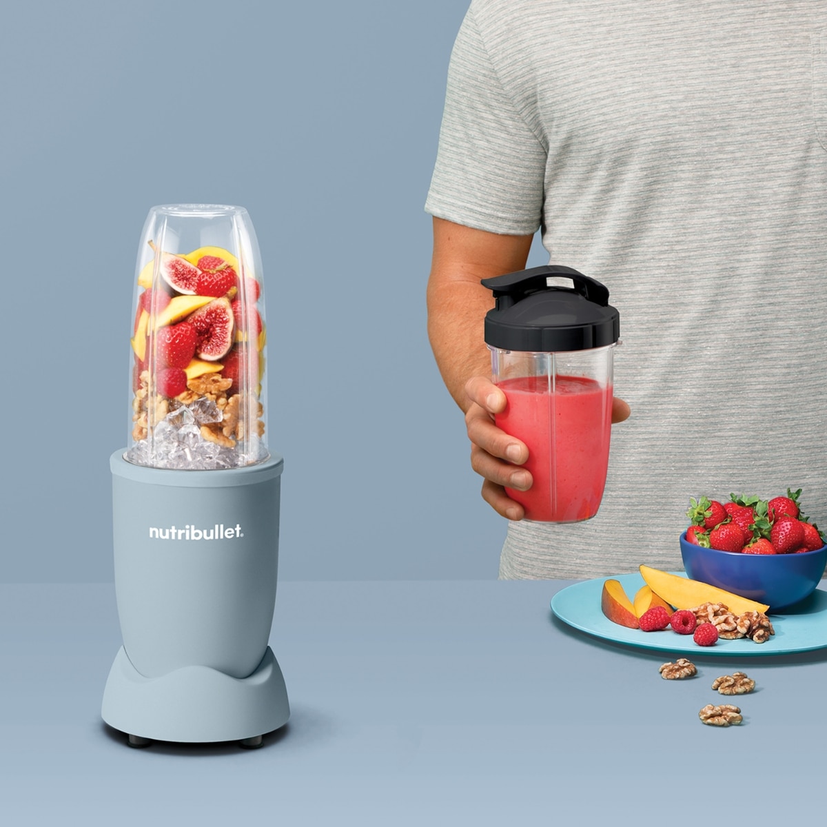 Batidora de vaso Nutribullet Pro Mineral NB907MASL 900W con vaso para llevar - Azul Azul-4