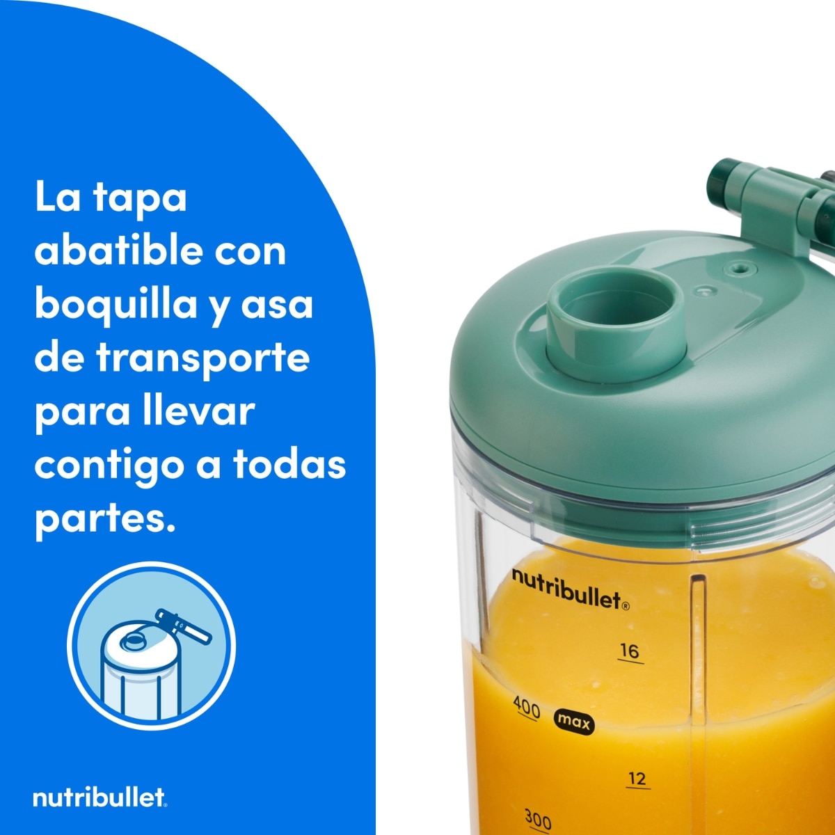 Batidora personal Nutribullet Flex Portable NBP013GR con puerto de carga USB - Verde Verde-4