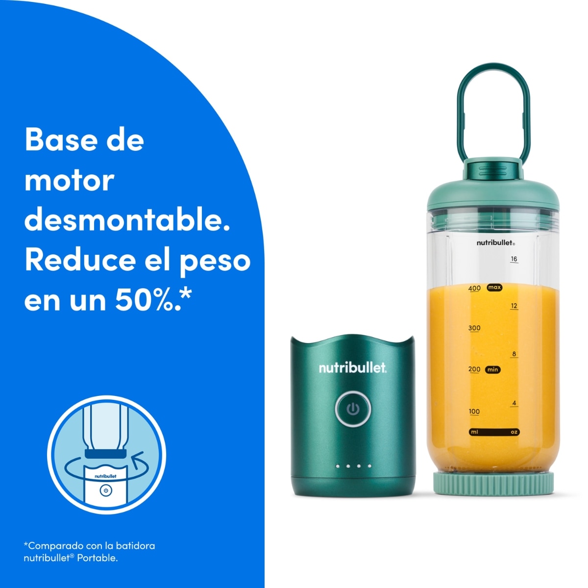 Batidora personal Nutribullet Flex Portable NBP013GR con puerto de carga USB - Verde Verde-5