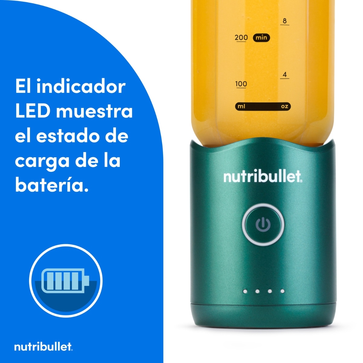 Batidora personal Nutribullet Flex Portable NBP013GR con puerto de carga USB - Verde Verde-6